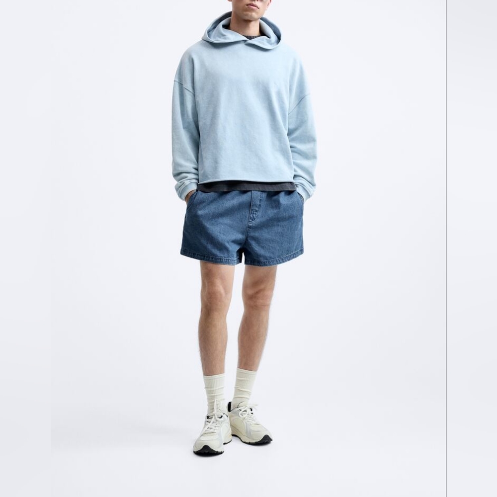 ZARA CROPPED DENIM BERMUDA SHORTS